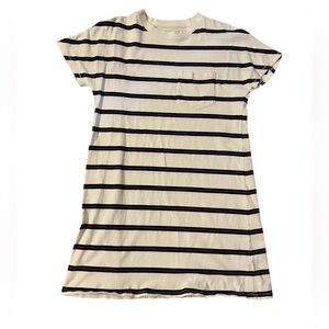 Madewell Striped Shirt Dress Size S Cotton White Blue Red Pocket